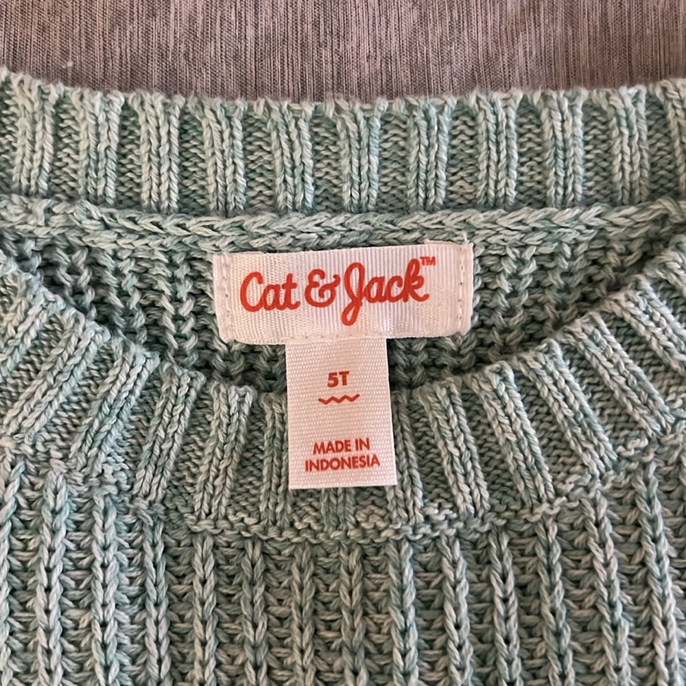 Blue/Green Girls Peplum Sweater - NWT, 5T - Picture 2 of 3